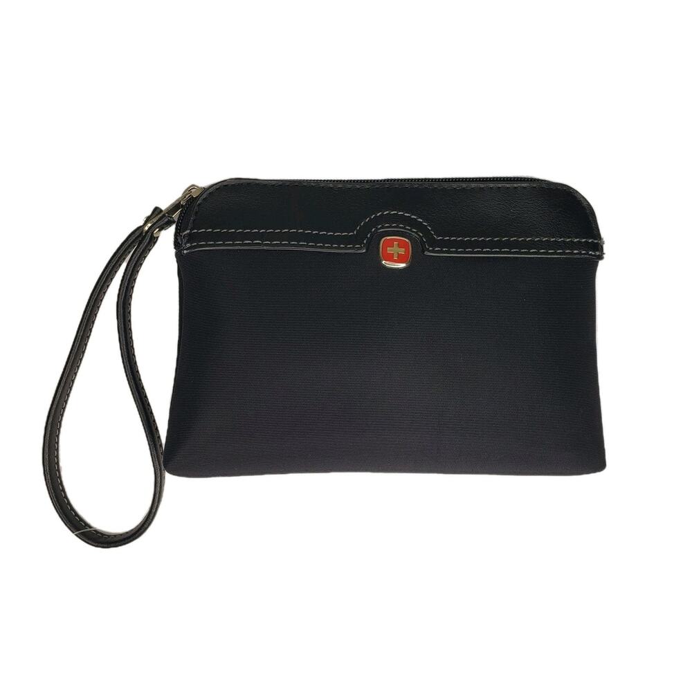 Swiss Army Wristlet Purse Travel Cosmetic Zipper Bag Pouch 7. in x 5 in Black